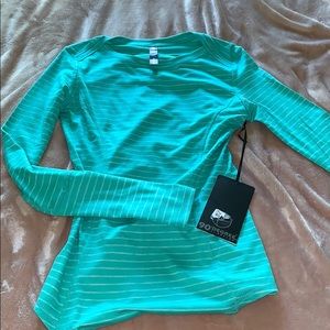 teal white stripped long sleeve tee